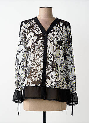 Chemisier imprimé fleurs manches longues noir FRED SABATIER femme