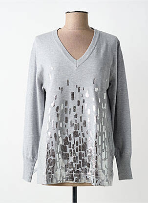 Pull tissage chiné manches longues gris SCORZZO femme