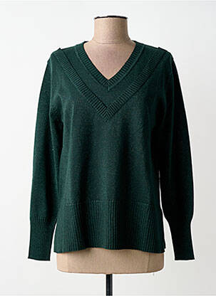 Pull col v manches longues vert SCORZZO femme