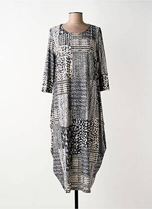 Robe mi-longue manches 3/4 manches 3/4 gris FIFILLES femme