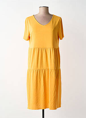 Robe mi-longue coupe évasée manches courtes jaune BETTY BARCLAY femme