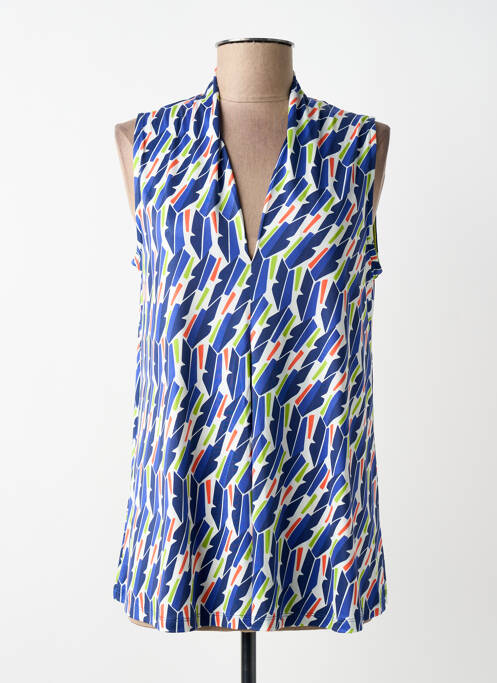 Top tissage jersey sans manche bleu SCORZZO femme