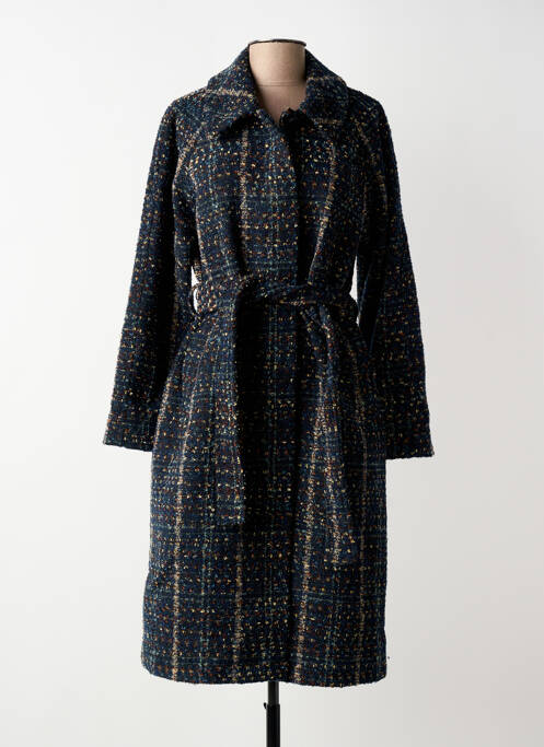 Manteau long coupe cintrée sans capuche bleu LA FIANCÉE femme