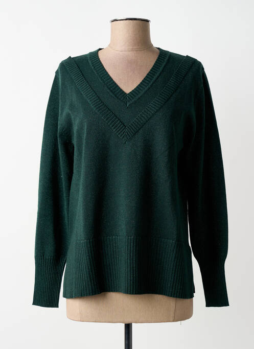 Pull col v manches longues vert SCORZZO femme