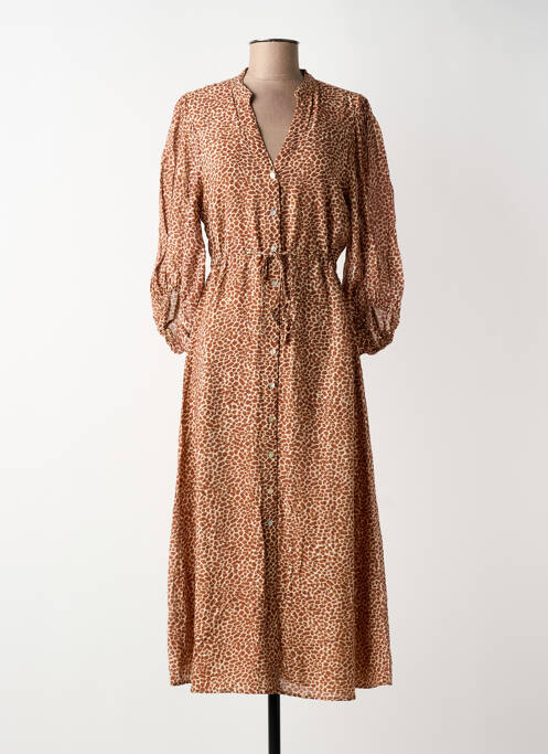 Robe longue manches longues manches longues marron TRAMONTANA femme