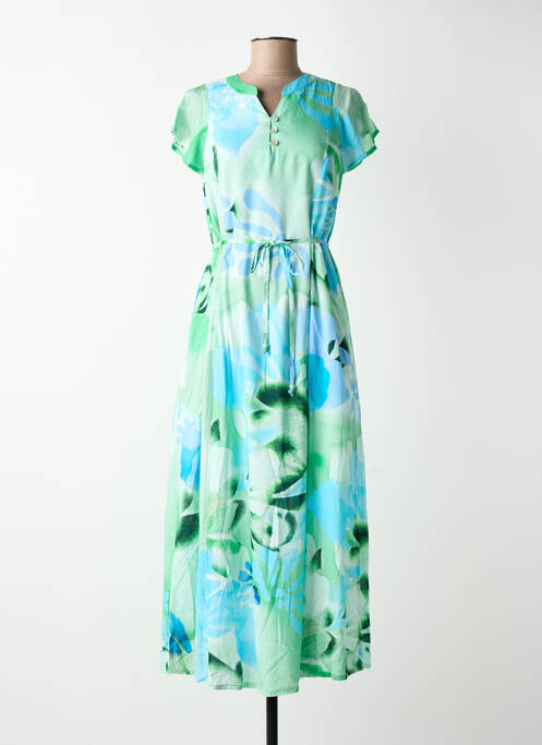 Robe longue manches courtes manches courtes vert AGATHE & LOUISE femme