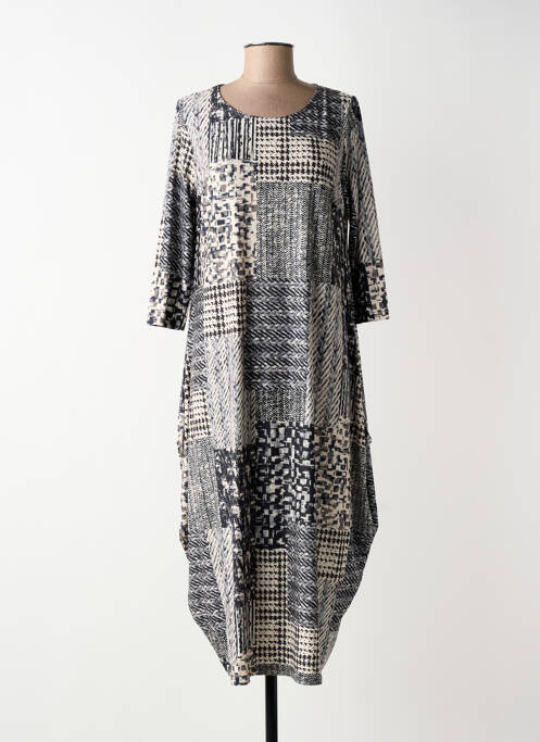 Robe mi-longue manches 3/4 manches 3/4 gris FIFILLES femme