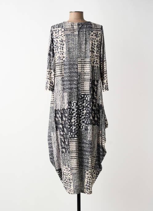 Robe mi-longue manches 3/4 manches 3/4 gris FIFILLES femme