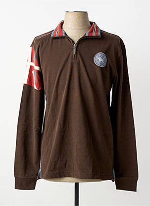 Polo manches longues manches longues marron LA SQUADRA homme
