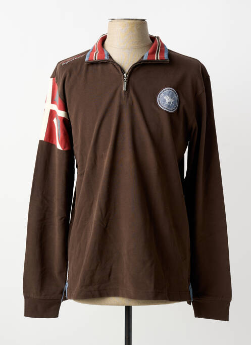 Polo manches longues manches longues marron LA SQUADRA homme