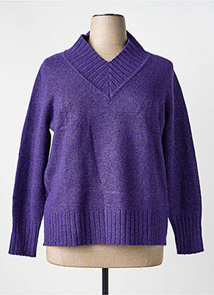Pull coupe droite manches longues violet SCORZZO femme