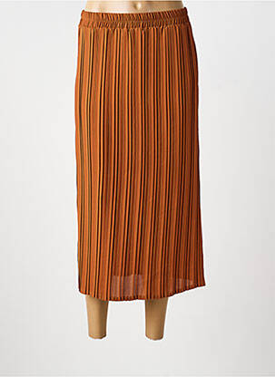 Jupe longue coupe droite marron HALOGENE femme