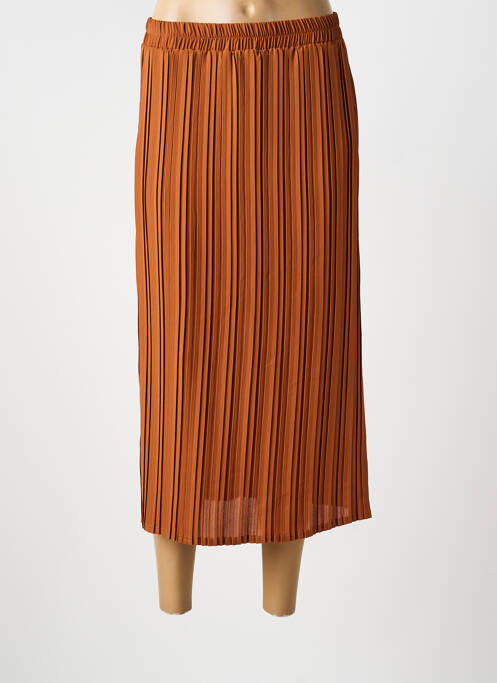 Jupe longue coupe droite marron HALOGENE femme