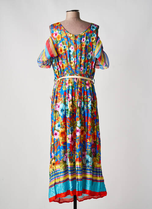 Robe longue imprimé fantaisie manches courtes bleu PAUL BRIAL femme