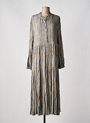 Robe longue imprimé fantaisie manches longues gris LAST QUEEN femme