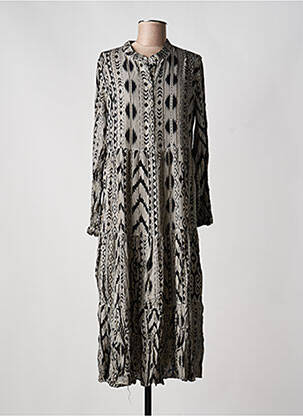 Robe mi-longue imprimé fantaisie manches longues gris LAST QUEEN femme