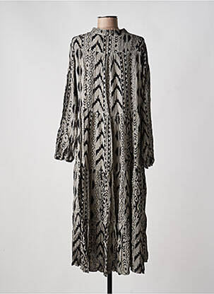Robe mi-longue imprimé fantaisie manches longues gris LAST QUEEN femme