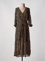 Robe mi-longue coupe fluide manches longues noir EMMA ELLA femme