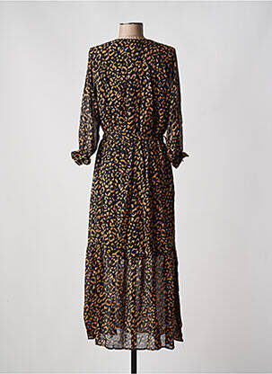 Robe mi-longue coupe fluide manches longues noir EMMA ELLA femme