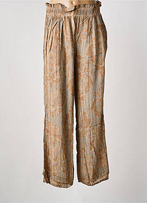 Pantalon large tissage crêpe taille haute beige LAST QUEEN femme