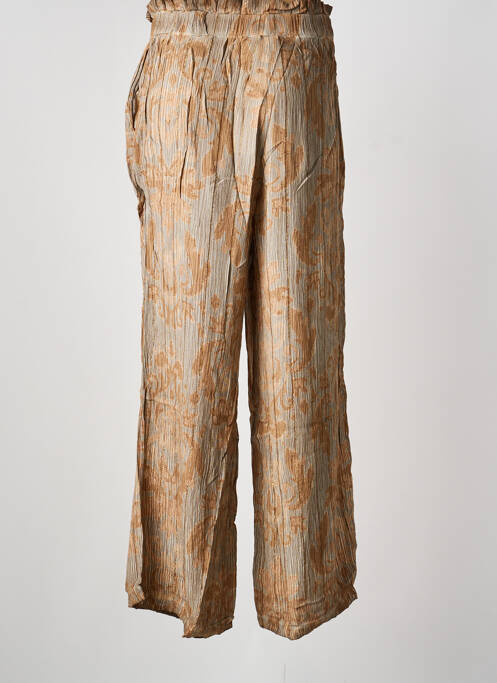 Pantalon large tissage crêpe taille haute beige LAST QUEEN femme