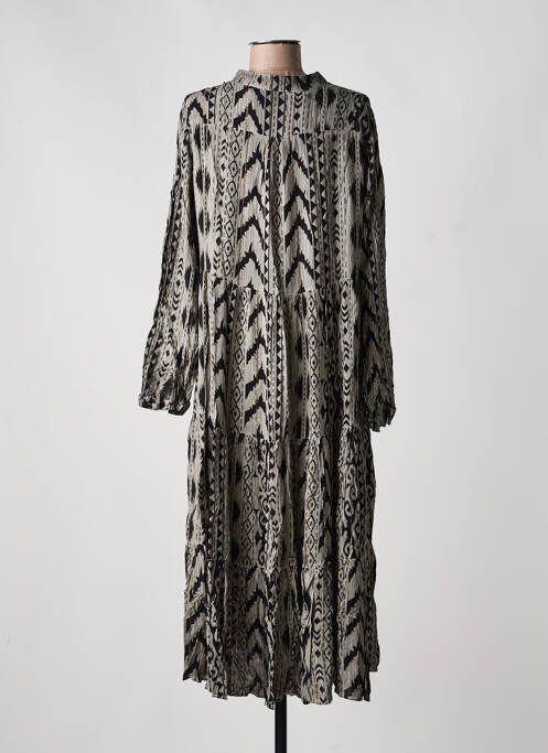 Robe mi-longue coupe évasée manches longues gris LAST QUEEN femme