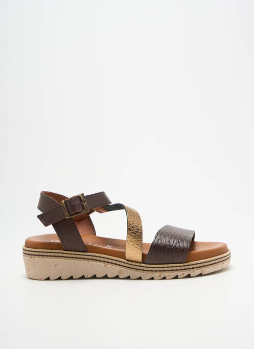 Sandales/nu pieds tissage satiné talon de 4 à 6cm marron DORKING femme