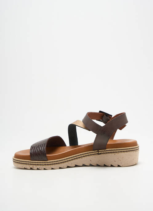 Sandales/nu pieds tissage satiné talon de 4 à 6cm marron DORKING femme