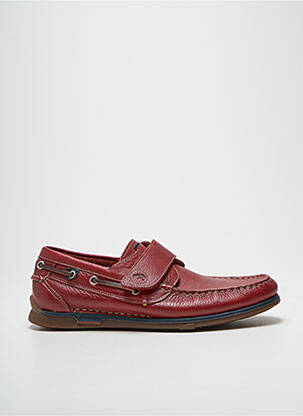 Chaussures bâteau tissage satiné bout rond rouge FLUCHOS homme