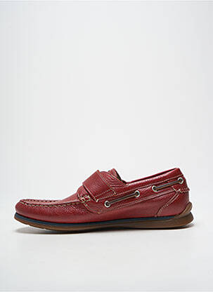 Chaussures bâteau tissage satiné bout rond rouge FLUCHOS homme
