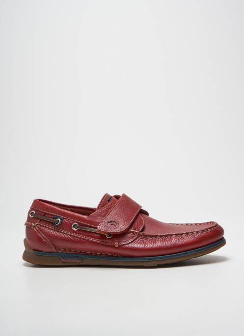 Chaussures bâteau tissage satiné bout rond rouge FLUCHOS homme