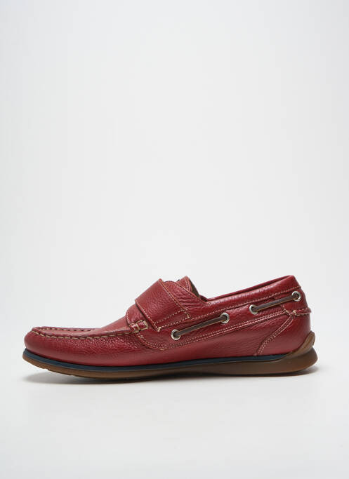 Chaussures bâteau tissage satiné bout rond rouge FLUCHOS homme