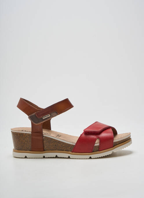 Sandales/nu pieds tissage satiné talon de 4 à 6cm rouge DORKING femme