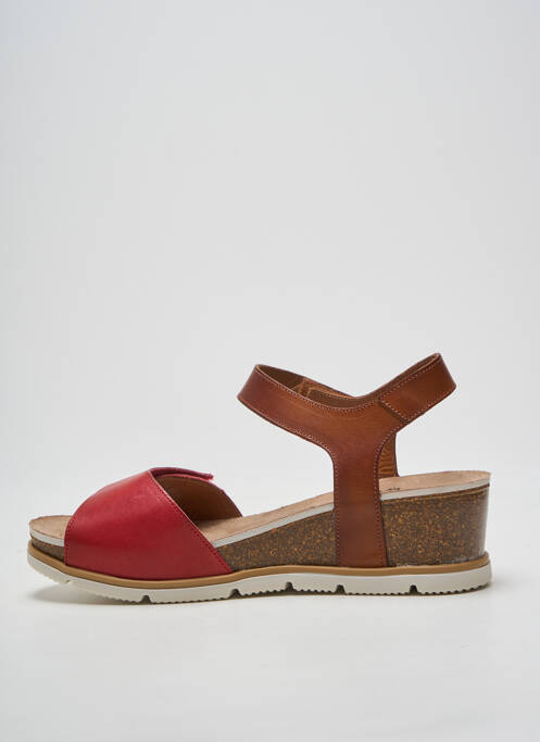 Sandales/nu pieds tissage satiné talon de 4 à 6cm rouge DORKING femme