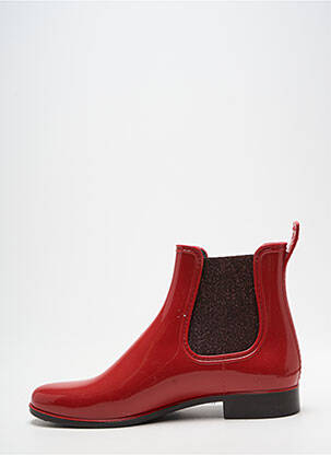 Bottines/boots matière lisse talon plat jusqu'à 3cm rouge MEDUSE femme