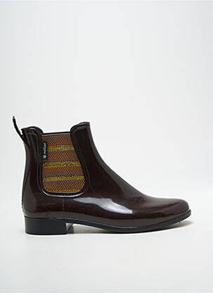 Bottines/boots tissage satiné talon plat jusqu'à 3cm marron MEDUSE femme