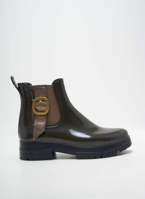 Bottines/boots tissage satiné talon de 4 à 6cm vert MEDUSE femme