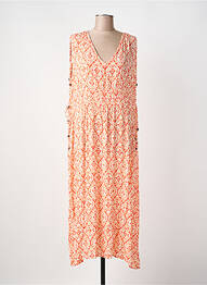 Robe longue imprimé fantaisie manches courtes orange DEELUXE femme