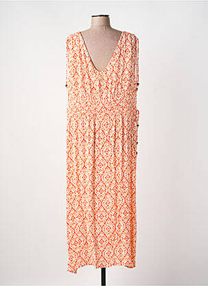 Robe longue imprimé fantaisie manches courtes orange DEELUXE femme