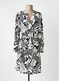 Robe mi-longue imprimé fantaisie manches longues noir AKOZ DE TOI femme