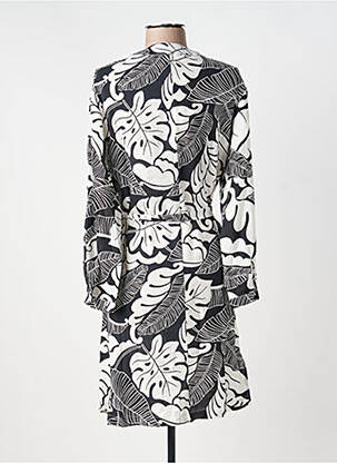 Robe mi-longue imprimé fantaisie manches longues noir AKOZ DE TOI femme