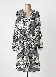 Robe mi-longue imprimé fantaisie manches longues noir NOUGAT femme