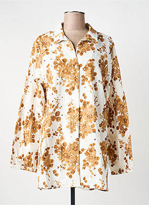 Chemisier imprimé fantaisie manches longues marron NOUGAT femme