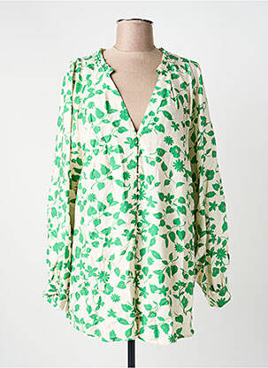Chemisier imprimé fantaisie manches longues vert NOUGAT femme