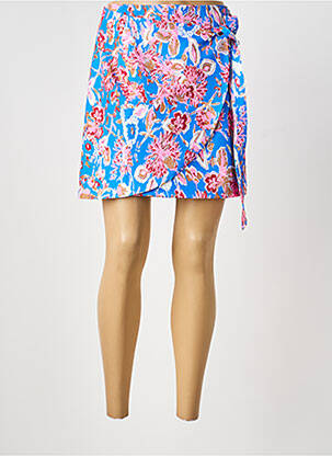 Jupe courte fermeture zippée au dos bleu GRACIELA femme