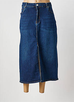 Jupe longue coupe droite bleu NINA CARTER femme