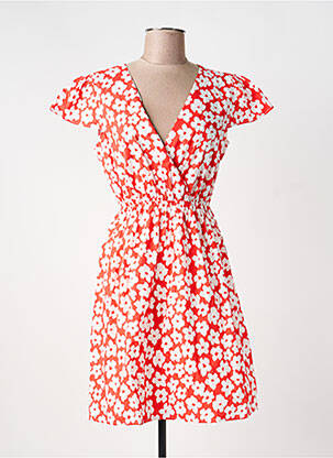 Robe courte coupe évasée manches courtes rouge MAELLE femme