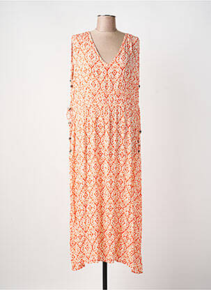 Robe longue imprimé fantaisie manches courtes orange DEELUXE femme