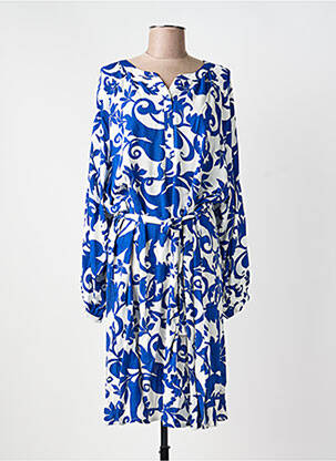 Robe mi-longue imprimé fantaisie manches longues bleu NOUGAT femme