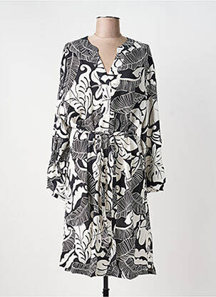 Robe mi-longue imprimé fantaisie manches longues noir NOUGAT femme